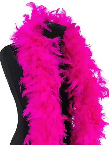 Feather Boa 100g 180cm Soft Turkey Feathers Fluffy Long Boas for Women Hen Party Fancy Dress Costume Burlesque Dance Showgirl 1920s Gatsby Flapper Halloween Christmas Photo Props (Hot Pink)