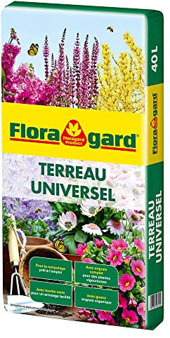 Floragard Terreau Universel - pour l’empotage et Le rempotage des Plantes d‘intérieur, Plantes de Balcon en Pots et jardinières 40l