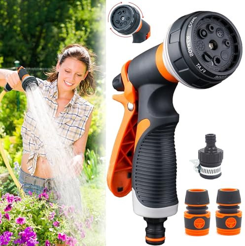 SUQ Multi Spray,Garten Handbrause, Bewässerungsbrause mit 8 Sprühbilder Gartenbrause - Hochdruck Handsprüher für Bewässerung Rasen, Autowaschen, Haustier Baden, Bürgersteig Reinigung