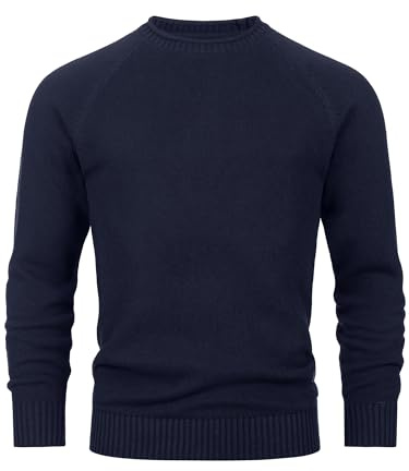Indicode Herren INMassum Feinstrickpullover mit Rundhals-Ausschnitt | Strickpullover aus Baumwolle Navy, S