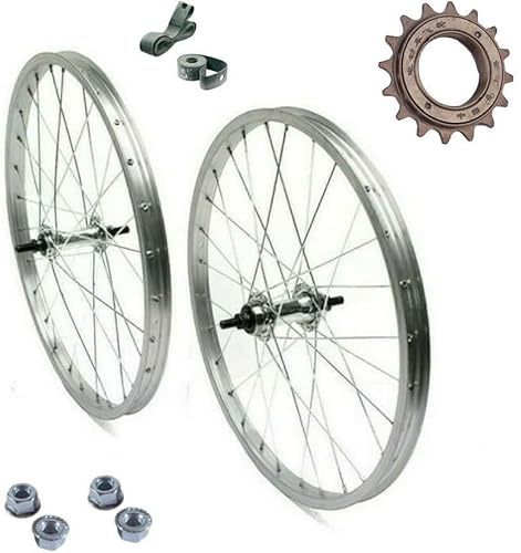 COPPIA RUOTA CERCHIO ANTERIORE + POSTERIORE 20 X 1.75 BICI + PIGNONE ROCCHETTO 16 DENTI 1 VELOCITÀ ALLUMINIO/ACCIAIO 20X1.75 OLANDA BICICLETTA CITY BIKE PASSEGGIO DADI FISSAGGIO E FLAP INCLUSI