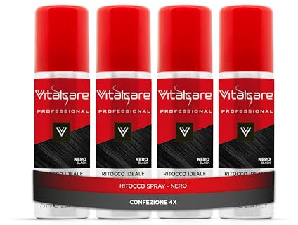 Vitalcare | Ideal Touch Up - Spray de retoque instantáneo para el cabello, spray perfecto para cubrir temporalmente cabellos blancos y grises, negro, 3 botellas de 75 ml