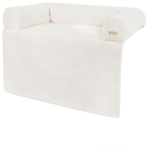 Velinda Hundebett Hundeschlafplatz Hundesofa Hundeliege Schutzmatte für Sofa Sofaschutz (Farbe: cremefarben-b (Cord))