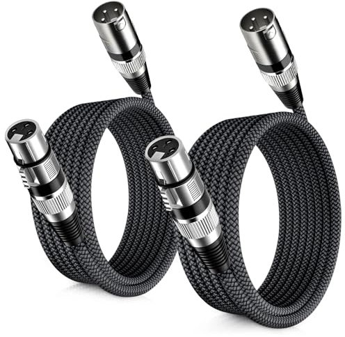 Elebase Cables MicróFono XLR 2 Pack 1M, Macho A Hembra, Blindados Equilibrados De 3 Pines Para Amplificadores, Mezcladoras, Estudios GrabacióN Y Sistemas Altavoces