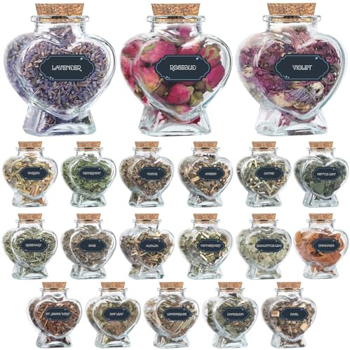 Witchcraft Supplies Herbs Kit - 20 Pcs Dried Herbs and Flowers for Witch Starter - Spell Herbs Jars for Wiccan Altar Supplies, Wicca Pagan Rituals, Magic Healing, Candle and Soap Making