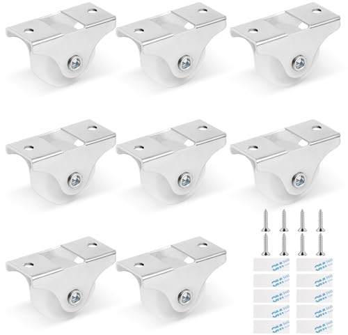 Flintronic Rotelle Girevoli per Mobili, 8 Pezzi 24mm Ruote in Plastica Silenziose con Piastra in Acciaio, per Mobili Piccoli, Sedie, Carrelli - con 8 Viti Incluse Facile Installazione