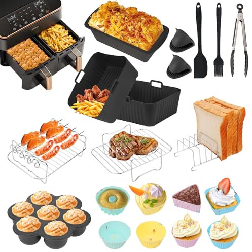 Accessoires Air Fryer pour COSORI Airfryer 8,5 L, 20pcs Avec Moule En Silicone pour Friteuse à Air, Racks, Moule Cake Silicone, Moule Muffin, Gateau Silicone