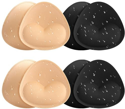 Aiwosana Waterproof Bra Inserts Pads 4 Pairs,Push up Bikini Swimsuit Inserts for Women Sewn Padded Sports Bra