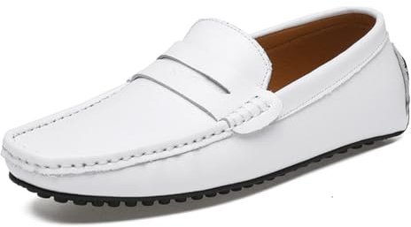 ticticlily Mocassini Uomo Estivi Casual Eleganti Slip On Antiscivolo Scarpe da Guida Barca Business Loafers A Bianco 41 EU