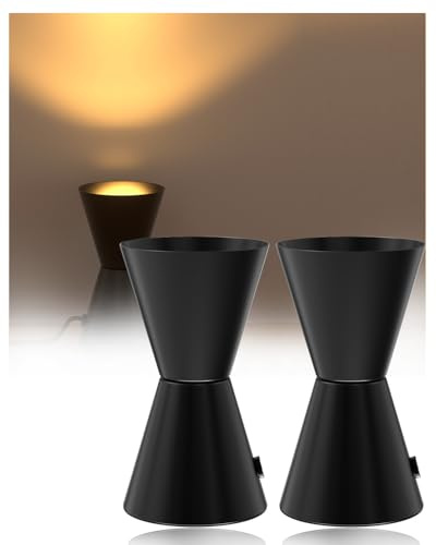HeatingLux LED Panneau au sol 6 W 600 LM Uplight Spot, 3000 K blanc chaud Luminara au sol intérieur, source avec lampe E14 et bouton de pied (noir, lot de 2)