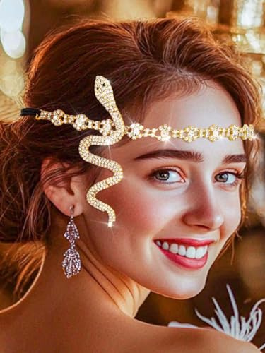 IYOU Serpiente Años 20 Cadena para la cabeza Borlas Foradas Adorno para el pelo Accesorios para el pelo Fiestas Gatsby Joyas para Novias y Damas de honor