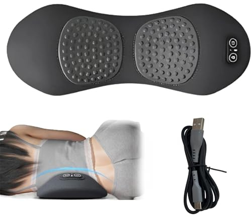 3 in 1 Back Massager - Back Massager with Vibration Massage, Hot Compress & Traction,Backs Massagers for Neck Shoulder,Back Support Pillow for Lower Back Pain Relief,Waist Wedge Bolster (Dark Grey)
