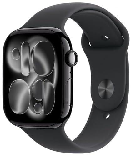 Apple Watch Series 11 GPS 42mm Smartwatch with Jet Black Aluminium Case with Black Sport Band S/M. Sleep Score, Fitness Tracker, Health Monitoring, Always-On Display, Water Resistant