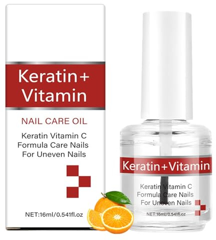 Keratin + Vitamin C Nail & Cuticle Oil, Nail Strengthener & Growth Care, Moisturizing Repair Oil for Dry Damaged Nails, Nourishing Cuticle Care with Keratin Protein for Strong Healthy Nails