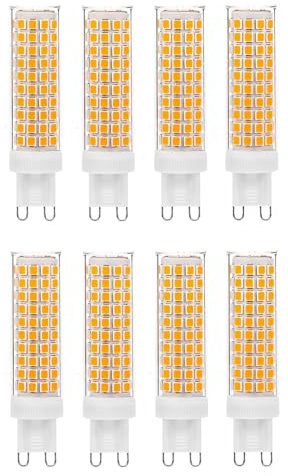 Bombillas LED G9 12W repuesto 120W Ahorro de energía Sin parpadeo 1200 LM No regulable Para iluminación del hogar lámparas araña lámparas techo dormitorios cocinas(Natural White 4000K,8pack)