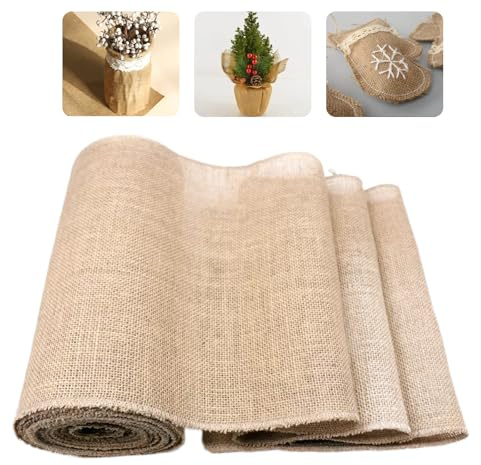Camino de Mesa de Yute Natural, Tela Antideslizante para Decoración de Bodas, Fiestas, Eventos Especiales y Decoración de Comedor y Cocina, 30cm x 10m, Rollo de Arpillera Vintage