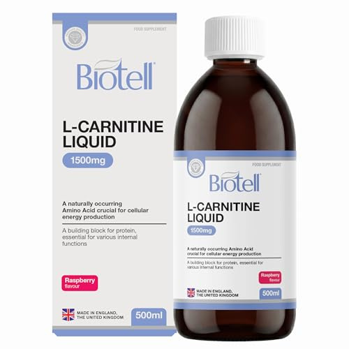 Biotell L-Carnitine Liquid 1500mg – 500ml High Strength Amino Acid Fat Burner for Men & Women – Non Stim Pre Workout Shot – Fat Metabolism, Energy, Endurance & Weight Loss – Vegan Raspberry Flavour