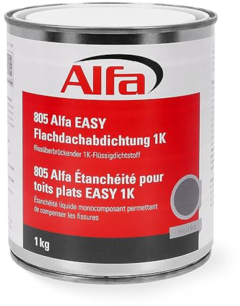 1 kg Alfa Flachdachabdichtung Easy 1K Profi-Qualität in 1 kg Dose Flüssigdichtstoff Dach- & Garagenabdichtung Terrasse Carport für vertikale und horizontale Oberflächen
