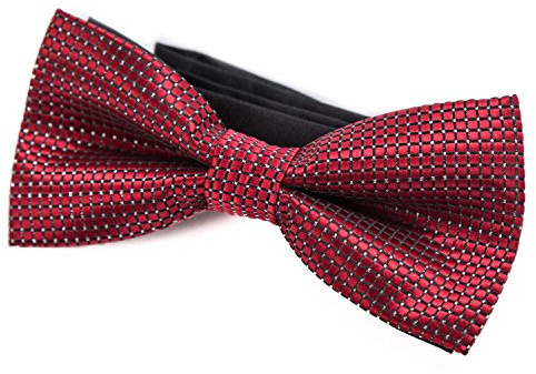 DonDon Pajarita para Hombre de lunares Punto de plata rojo elegante con gancho con nudo y ajustable