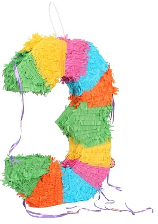 Fax Potato Number 3 Pop-Out Piñata Fillable Colorful Rainbow Pinata Lightweight Cardboard Party Decoration Pack Game Set for Birthdays, Anniversary