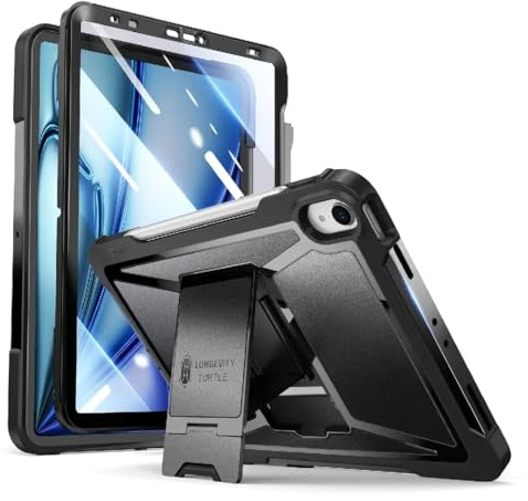 ZtotopCases for iPad Air 11 inch Case((M3 2025/M2 2024),iPad Air 7th/6th Generation Case,5th/4th Generation 10.9 2022/2020, Built-in Screen Protector, Dual Layer Shockproof, Pencil Holder,Black