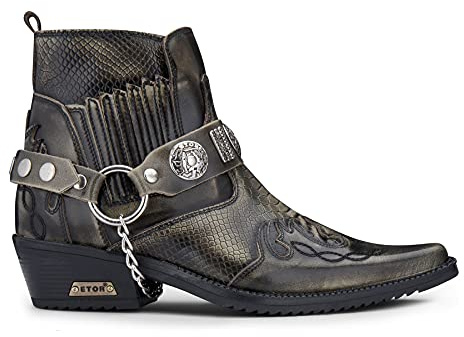 Mens Ankle Cowboy Boots Premium Real Leather Vintage Wincklepickers Riding Dancing Boots Cuban Heel