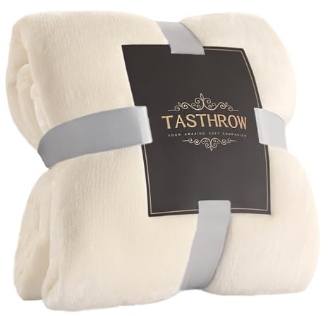 TASTHROW Kuscheldecke, Weiche Fleecedecke Sofaüberwurf, Weich und Warm Tagesdecke Wohnzimmerdecke Couchdecke (Cremeweiß, 130x180cm)