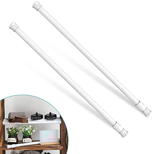 2 Stück Ausziehbare Kleiderstange, 40-70cm Teleskopstange Klemmstange Ohne Bohren Garderoben-Stange der Kleiderbügel Verstellbarer für Kleiderschrank, Schrank, Küche, Badezimmer -Weiß