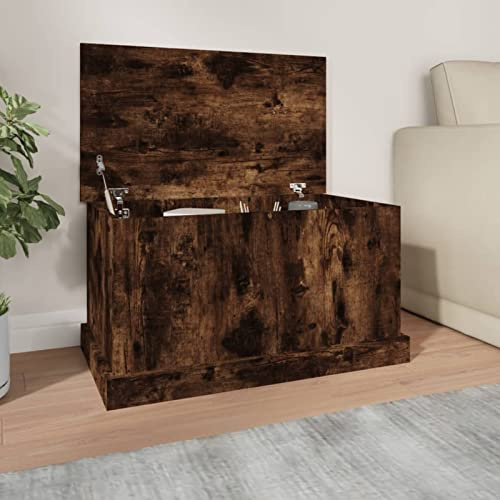 Festnight Contenitore, Baule da Esterno, Cassapanca Contenitore da Esterno, Cassapanca Contenitore, Rovere Fumo 70x40x38 cm Legno Multistrato