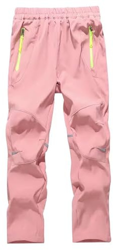 Echinodon Kinder Outdoorhose Leicht Wanderhose Trekkinnghose Mädchen Jungen Wasserdicht Hose Frühling Herbst Hellrosa S