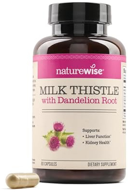 NatureWise Milk Thistle with Dandelion Root - Silymarin - Antioxidant Liver & Kidney Health Support Supplement - Vegan, Non-GMO, Gluten Free - 60 Count[60-Day Supply]