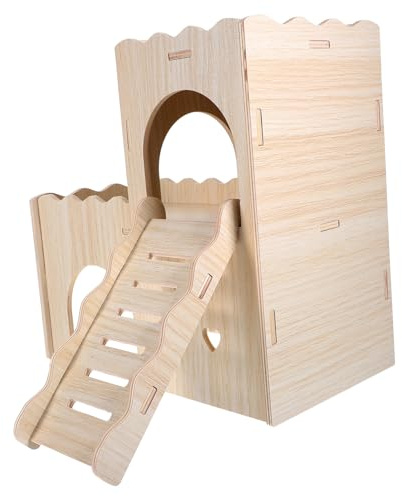Milisten Maison Bois pour Cobaye Hamster avec Échelle Abri Refuge pour Petit Animal Maison-cachette pour Animal De Compagnie