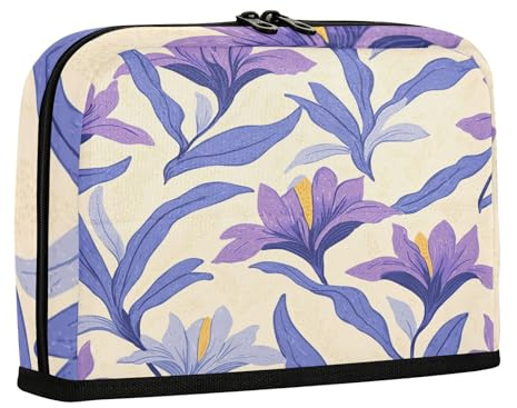 sanluoli Pencil Holder Large Capacity Upright Storage Bag Soft Stationery Pencil Case for Men School Retro Iris Pattern White