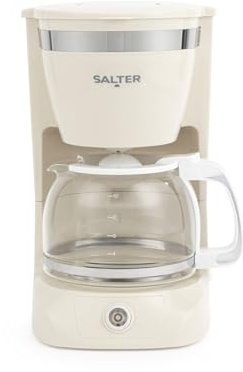 Salter Retro Filterkaffeemaschine - 1,25 L Glaskanne, für 10 Tassen, geeignet für gemahlenen Kaffee, Warmhaltefunktion bis zu 30 Minuten, herausnehmbarer Filter, Überhitzungsschutz, 800 W, Creme