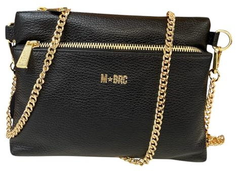 M*BRC MBRC Borsa donna piccola tracollina piatta da spalla con tasca esterna/Vera pelle Made in Italy G604