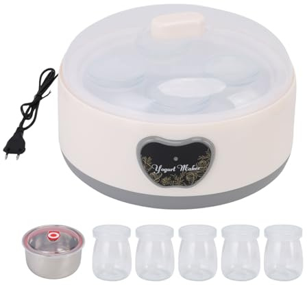 Mumusuki Automatisk Yoghurtmaskin med 5 Koppar, Rostfritt Stål Exakt Temperaturkontroll Multifunktionell 1,2L Elektrisk Yoghurtmaskin för Hemorganisk Yoghurt, Ost, Fruktvin