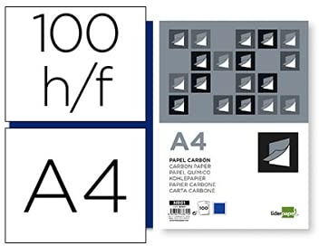 Papel carbon liderpapel film azul tamaño din a4 caja de 100 hojas