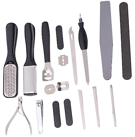 Beavorty Kit Strumenti Manicure Professionale Limette Unghie Forchetta Morta Kit Pedicure Strumenti Robusti Adatto Calli Duroni Uso Domestico Salone Viaggio