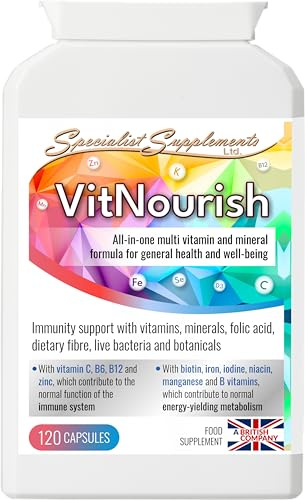 Specialist Supplements VitNourish (All-in-One Multi Vitamin, Mineral, Biotic, Botanical & Dietary Fibre Formula), 120 Capsules