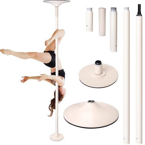 Minglez Barre de Pole Dance Barre de Pole Dance Blanche de 45 mm pour la Maison, Barre de Danse sans Perçage pour Débutants et Professionnels, Barre d'exercice 360°(2.2-2.7 m (7.22-8.86 ft))