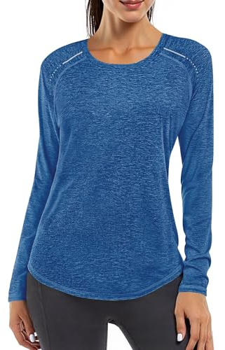 Gyabnw Camiseta Deportiva Mujer Cuello V Corte Holgado Secado Rápido | Manga larga, corte holgado, tejido de secado rápido, cuello V, para yoga, running y fitness, estilo deportivo funcional