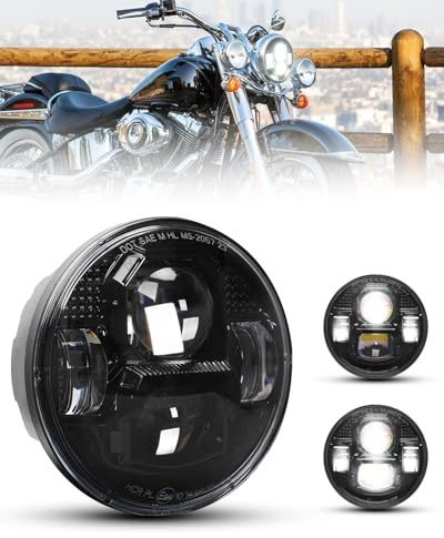 SUPAREE 5,75 Pulgadas Faro LED Homologados Faro LED para Motocicleta Redondo Faro LED Motocicleta 84W 6000K Compatible con Sportster Dyna Softail
