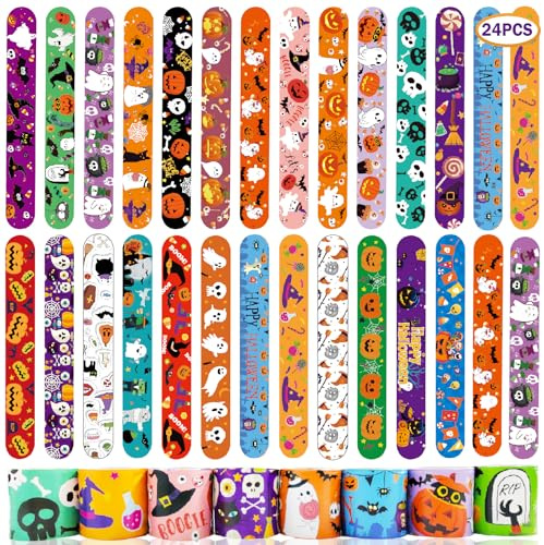 Acuiwer Braccialetti Slap 24 Pezzi Slap Bracelets Schiaffo Halloween Bracciali Gadget Compleanno Bambini Festa Bomboniere Regalo Ragazze Ragazzi