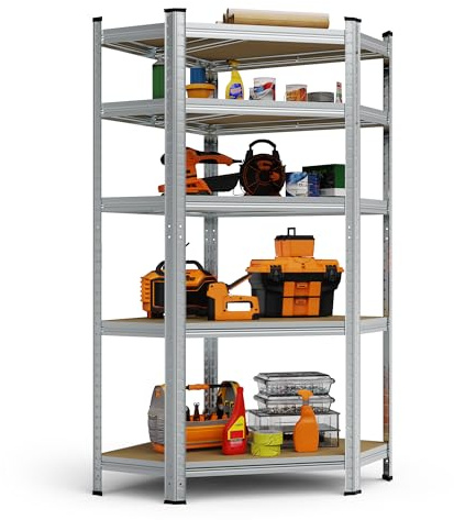 VonHaus Garage Shelving Units - Heavy Duty Racking for Home, Office, Shed and Garage Storage - 5-Tier Shelving Units for Storage, 175kg Capacity Per Shelf - 1.5m Racking