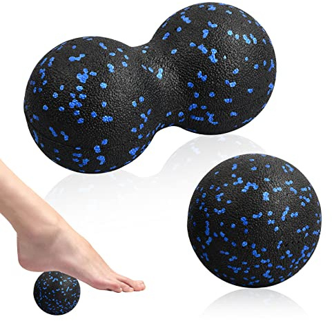 Xzeemo Pallina Massaggio Set, 1 x Peanut Massage Ball e 1 x Sfera Singola, Palline Fitness Trigger Poin, Sfera Massaggiante, per Massaggio Fascia, Rilassamento Muscolare, Accupoint Massaggi