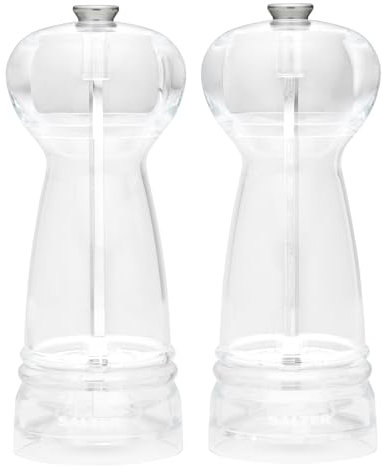 Salter BW12949EU7 Harper Mill Set – Salt & Pepper Mills with Ceramic Mechanism, Spice Mills with Adjustable Grind from Fine to Coarse, Twist to Grind Universal Mechanism, Transparent Acrylic Body