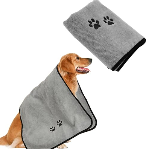 CECOMBINE Quick Drying Pet Bath Towels Large for Drying Dogs 50 * 90cm, Dog Towels - Large Microfiber Pet Absorbent Towels for dog and Cat for Small & Medium Animals -Grey