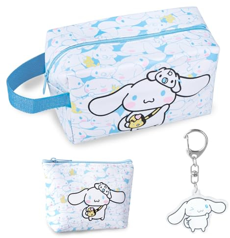 Borsa Trucco Cartoni Animati- Dog Borsa per il Trucco Trousse da Capacità Viaggio Borsa con Portafoglio Portachiavi in PU con Cerniera Regali di Compleanno di Natale per Bambini Donne Adolescenti