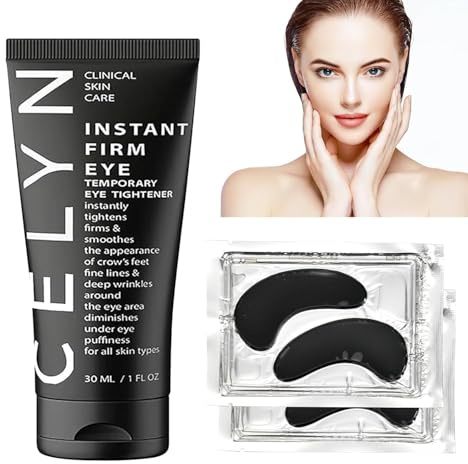 Juego de crema para ojos con 2 almohadillas para los ojos, refrescantes y humectantes, almohadillas de ácido hialurónico para ojos contra ojeras, crema para los ojos para eliminar las ojeras y la