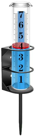 Pluviometro per Esterni – Grande Tubo di Carattere accurato, Strumento di misurazione del in ABS in Metallo, Facile da Leggere, per Giardino, Patio, Balcone, Serra, terrazza, Prato, Cortile